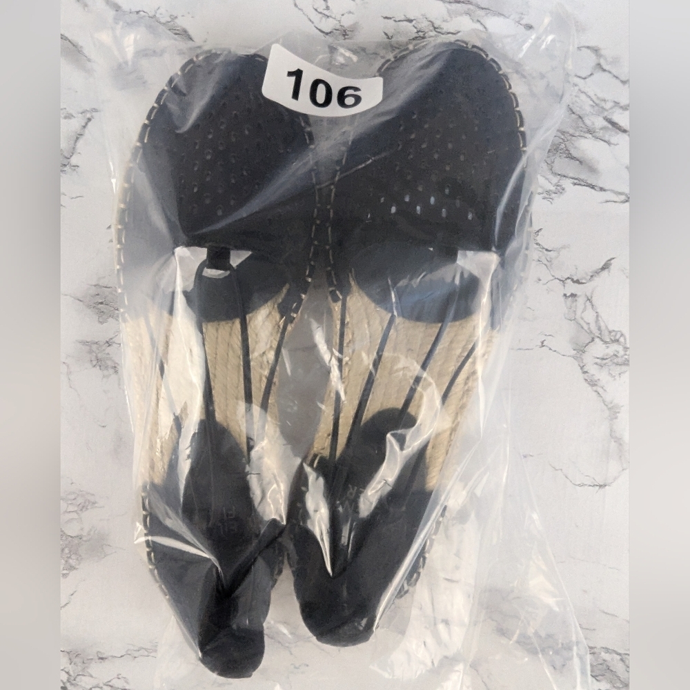 Eileen Fisher Black Perforated Suede Lace Espadrilles Size 7.5 - Picture 11 of 11